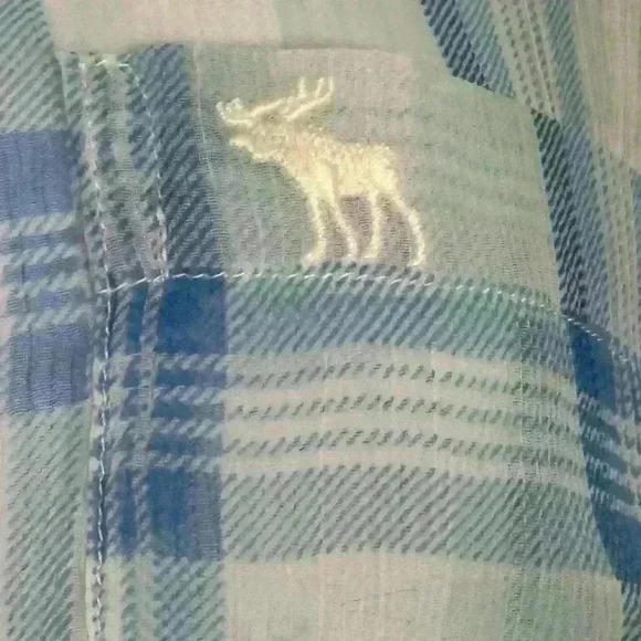 Abercrombie and Fitch Blue and White Plaid Sheer Women's Top (289) - Picture 9 of 12